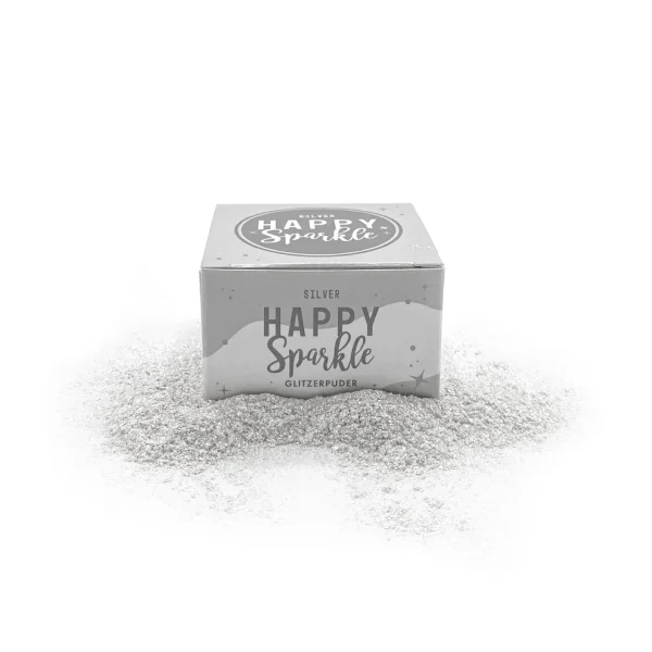 Colorant Argintiu metalizat, Pudră comestibilă "Happy Sparkle Silver" – fără E171, 12g