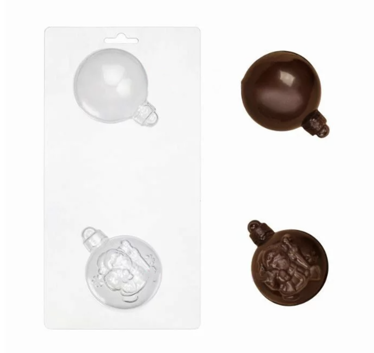 „Glob de Crăciun „Moș Crăciun” Formă/ matriță pentru decor Ciocolată - imagine 1