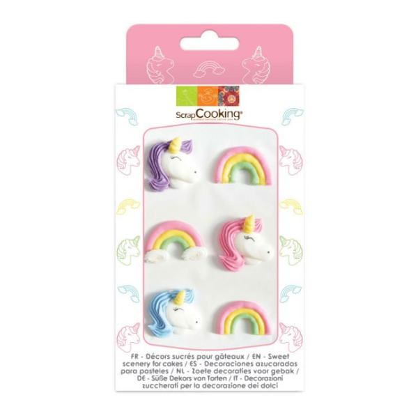 Set Scrapcooking de 6 decorațiuni cu unicorni
