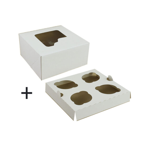 Cutie cu suport pentru 4 brioșe – 18x18x9 cm