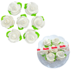 Floare din zahăr  –  Trandafiri albi, set 7 buc. - imagine 2