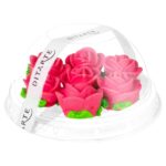 Flori din zahăr, Trandafiri roz cu frunze, set de 7 bucăți - imagine 3