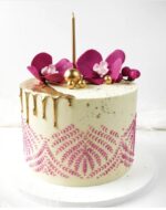 Floare din zahăr –  Orhidee purpurie, Lungime 18 cm - imagine 2
