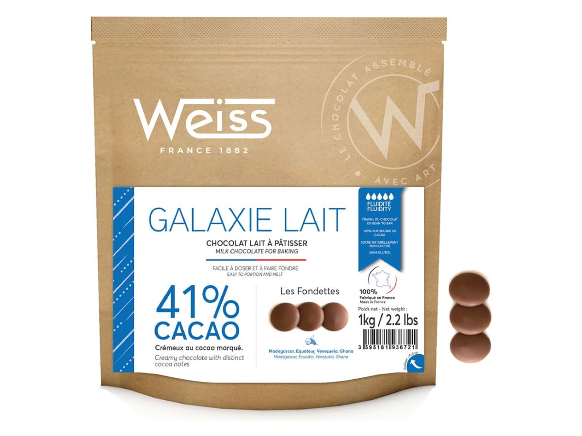 CIOCOLATA CU LAPTE GALAXIE, WEISS 41%, 1KG - imagine 1