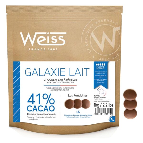 CIOCOLATA CU LAPTE GALAXIE, WEISS 41%, 1KG